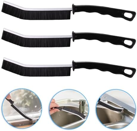 Crevice Cleaning Brush Cleaning Tools Cleaning Supplies Grout Brush Scrub Brush Toilet Brush for Household Use for Cleaning Bathroom Kitchen 3 Pcs (Black) - Image 3