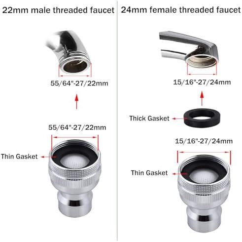 Dishwasher Faucet Adapter with Aerator, Faucet Adapter for Portable Washer, Dishwasher Snap Adapter Connection, for Kitchen/Bathroom Faucet, Chrome - Image 4