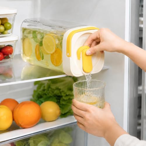 118oz Drink Dispenser for Fridge,Portable Water Pitcher for Fridge with Spigot,Sealed Plastic Drink Dispenser with Measurement Marks&Handle,Iced Tea Pitcher for Iced Tea,Juice,Daily Use,1 Pack - Image 2