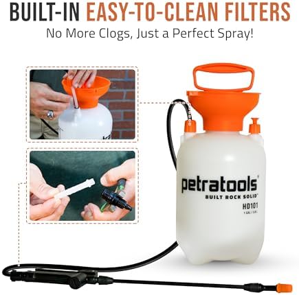 Petratools 1 Gallon Pump Sprayer – HD101 Garden Sprayer for Weeds, Lawn Care & Pesticides – 52” Long Hose, 2 Nozzles & Easy Carry Handle – Durable & Lightweight (Pack of 2) - Image 6