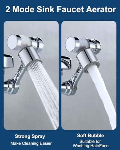 Faucet Extender, Rotating Faucet Sprayer Attachment for Drinking Water, Sink Filter Water Faucet for Skin with Two Spray Modes, Kitchen Faucet Aerator and Faucet Extender for Bathroom Sink - Image 4