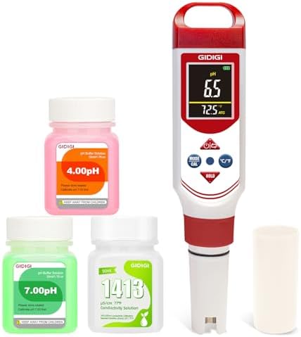 pH EC Meter for Hydroponic, Digital pH TDS EC ppm Tester by GIDIGI