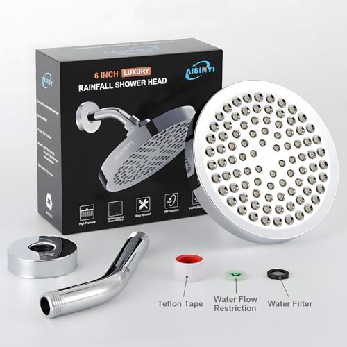 6" Rain Shower Head & 6" Shower Arm, Luxury Polished Chrome Finish - Image 3
