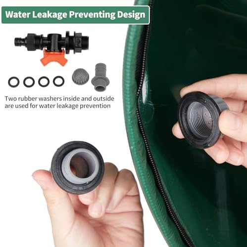 Collapsible Rain Barrel,Portable Water Storage Tank,Collection System Downspout, Water Catcher Container with Filter Spigot Overflow Kit (Green,50 Gallon) - Image 4