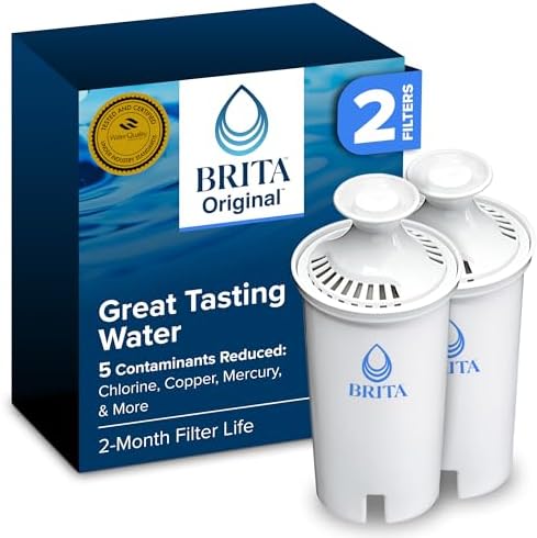 Brita Standard Water Filter for Pitchers and Dispensers, BPA-Free, Reduces Copper, Cadmium and Mercury Impurities, Lasts Two Months or 40 Gallons, Includes 2 Filters by Brita