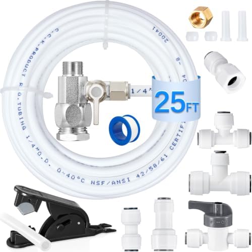 Refrigerator Water Line Kit - 25 FT with Feed Water Adapter for Ice Maker by HAOCHENKitchenAccessories