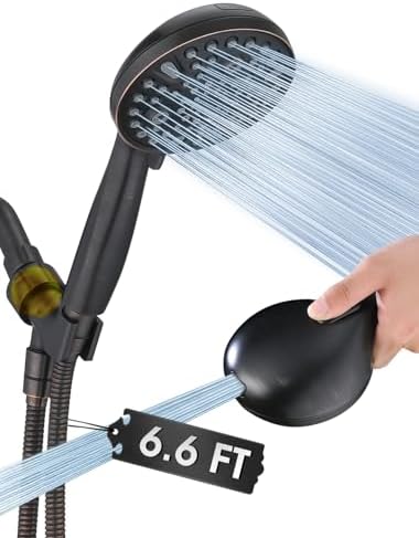 High Pressure 10 Setting Handheld Shower Head, 5" Detachable Showerhead Spray Built-in Power Wash to Clean Tub, Tile & Pets, 79" Extra Long Stainless Steel Hose, Adjustable Bracket - Oil Rubbed Bronze by YASINU