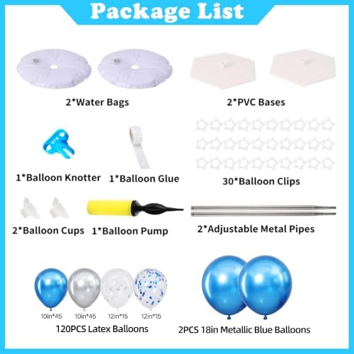 Blue and Silver Balloon Column Stand Kit Set of 2 for Floor - Image 3