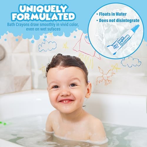 Tub Works® My Colorful Bath™ Kids Bath Set | Nontoxic | Fizzy Bath Color Tablets (150 Count), Smooth™ Bath Crayons (12 Pack) & Bath Paint Soap (6 Pack) | Creative Bath Toys for Toddlers & Kids - Image 4