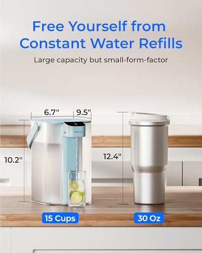 Waterdrop ED01LB Electric Water Filter Pitcher, 15-Cup Capacity, Light Blue - Image 7