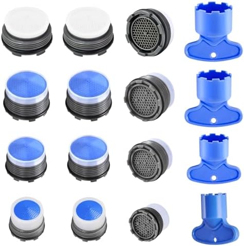 12 PCS Faucet Aerator Set, M16.5, M18.5, M21.5, M24, Kitchen & Bathroom Sink Aerator Replacement with Key Removal Wrench Tool by WeeVeni