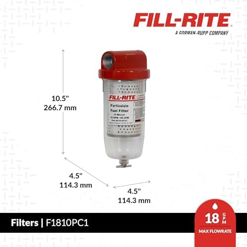 Fill-Rite F1810PC1 10 Micron Particulate 25 GPM Clear Bowl Fuel Filter with 1" Filter Head - Image 2