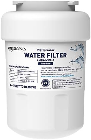 Amazon Basics Replacement Water Filter Cartridge Compatible with GE MWF Refrigerator, Leak-Proof, Easy Installation, 6-Month Life, 300 Gallon Capacity by AmazonBasics