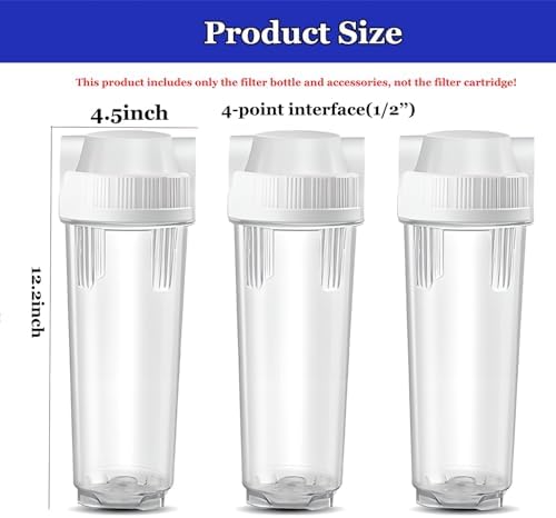 Whole House Water Filter System, 3-Stage Whole Home Water Softener System, 1/2" Ports, for 10'' × 2.5'' Filter cartridges (not Included) - Image 2