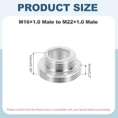 uxcell Faucet Aerator Adapter,M16 Male to M22 Male Brass Faucet Adapter - Image 2