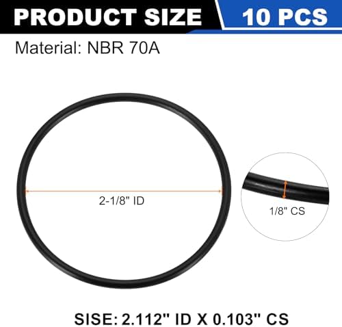uxcell 10Pcs AS-138 NBR 70A O-Rings 2-1/8"ID x 3/32"CS/2.112"ID x 0.103"CS - Image 2