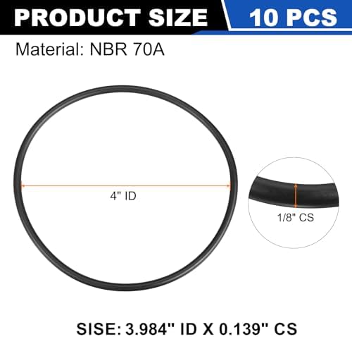 uxcell 10Pcs AS-242 NBR 70A O-Rings 4" ID x 1/8" CS/3.984" ID x 0.139" CS - Image 2