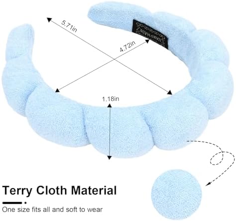 3 Pack Hairband for Washing Face, Skincare Headbands Makeup Headband Sponge Face Wash Headbands, Terry Cloth Headbands Puffy Hair Band for Women, One Size, 3 Count (Pack of 1) - Image 2