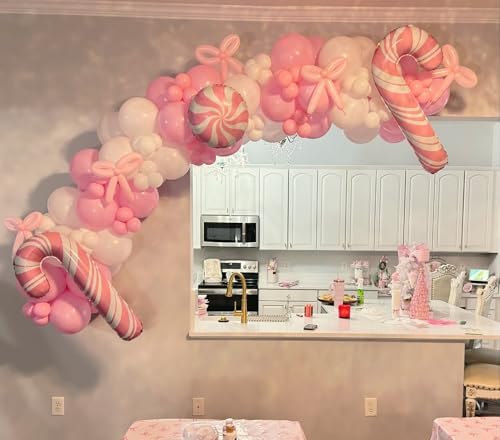 Pink Bow Balloon Garland Arch Kit - Coquette Birthday Decorations Coquette Bow Pink and White Balloon Arch Kit Different Size for Wedding Bridal Girls Birthday Baby Shower Engagement Party Decorations - Image 6