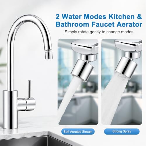Hibbent NSF/ANSI/CAN 372 Certified Dual-function Faucet Aerator, Chrome - Image 2