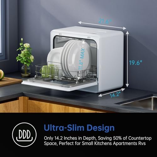 AIRMSEN Large Slim Countertop Dishwasher | Built-in Water Tank - Image 3