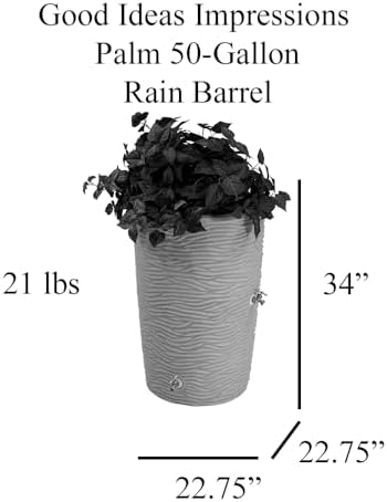 Good Ideas Impressions Faux Palm Rain Water Collection Barrel, 50-Gallon - Image 3