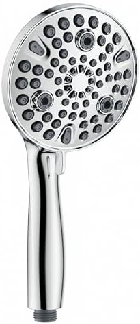XMJAS-TURN High Pressure 10-mode Handheld Shower Head - Anti-clog Nozzles,Built-in Power Wash to Clean Tub, Tile & Pets,Extra Long 5 ft.Stainless Steel Hose, Copper interface shower holder by XMJAS-FURN