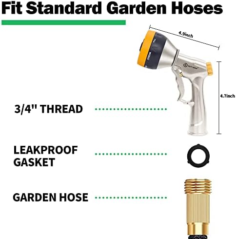 AUTOMAN Garden Nozzle Sprayer, High Pressure Spray Nozzle, 100% Metal Water Hose Nozzle, 7 Patterns Watering Nozzle, Heavy Duty Sprayer Garden Nozzle for Watering Plants & Lawns, Washing Cars & Pets - Image 6