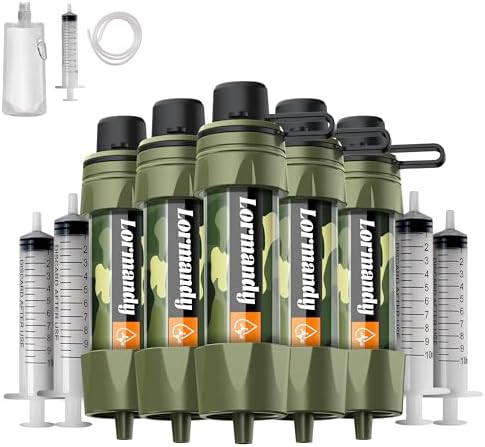 Straw Water Filter 5 Pack – Outdoor Camping & Hiking Survival Gear Kit for Family Use, Ultra-Light Personal Filter Straws for Backpacking, Travel, Bug-Out Bags and Emergency Preparedness by Lormandy