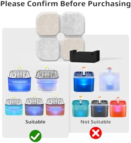 Cat Pet Water Fountain Filters, 12 Pack Replacement Filters Fit for 101oz/3L Crystal Cat Fountain, Triple Filtration System (12 Filters+12 Sponges) - Image 2