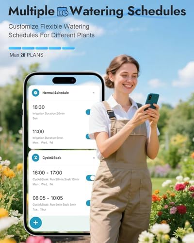 WiFi Water Timer Brass Inlet, 1-Zone Smart Hose Faucet Timer App & Voice Control via 2.4GHz WiFi, Sprinkler Timers w/Auto/Manual/Rain Delay Modes for Garden/Lawn, Works with Alexa & Google Assistant - Image 5
