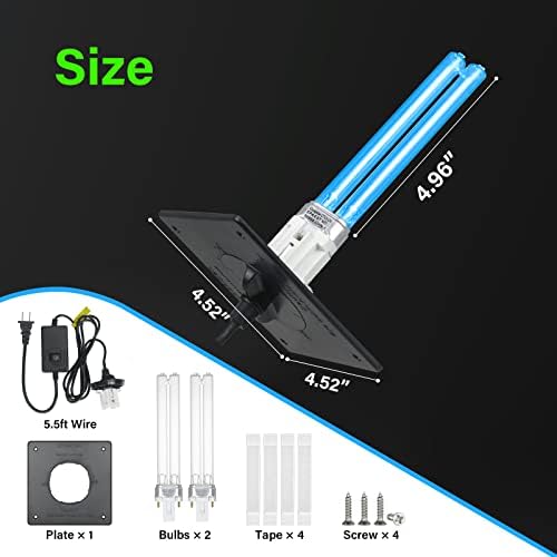 COOSPIDER 9W HVAC UV Light Lamp, Air Purifier for Whole House, UVC Light in Duct for AC Duct with 1 Spare Bulb, 253.7nm Wavelength Ozone Free 110V (CTUV-D9) - Image 6