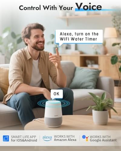 WiFi Sprinkler Timer, WiFi Water Timer for Garden, Smart Hose Timers with Hub Support 2.4GHz, App/Voice Control Work with Alexa & Google Assistant, Rain Delay & Manual Watering,for Yard Lawn Plant - Image 3