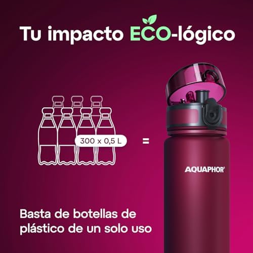 AQUAPHOR City Water Filter Bottle 17 oz | Reusable & Portable Filtered Water Bottle | BPA-Free | Perfect for Camping, Travel, Indoor & Outdoor Use | Ruby Red - Image 6