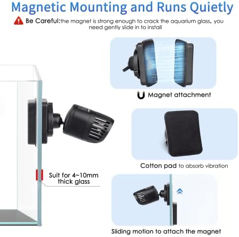 hygger Mini Wave Maker for 15-40 Gallon Aquarium with Magnetic Mount Quiet Powerhead for Saltwater and Freshwater Fish Tank 530 GPH - Image 3