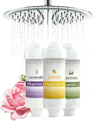 3 Pack Vitamin C Shower Filter for Hard Water Filter Bathtub Shower Aromatherapy Replacement Cartridge Bathroom Accessories Remove Chlorine Fluoride Heavy Metals Lemon + Lavender + Jasmine by Unknown