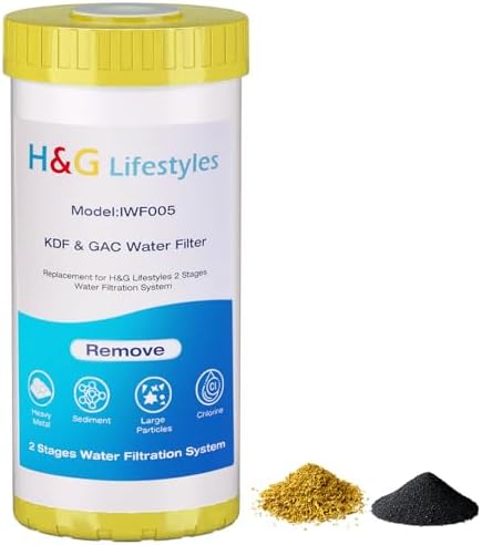 H&G Lifestyles 10" x 4.5" Whole House KDF and Carbon Water Filter, Reduce Chlorine Heavy Metal Improve Water Taste,Compatible with 84637, WPX5BB97P, PC10, 355214-45, 355215-45, WP10BB97P, WP5BB97P by HGLifestyles