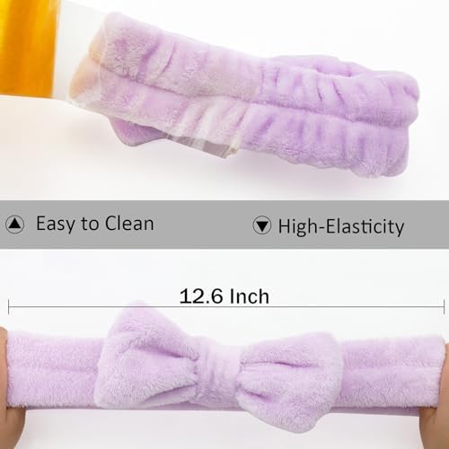 Ondder Spa Headband for Washing Face 8PCS Purple Skincare Makeup Headbands - Image 5