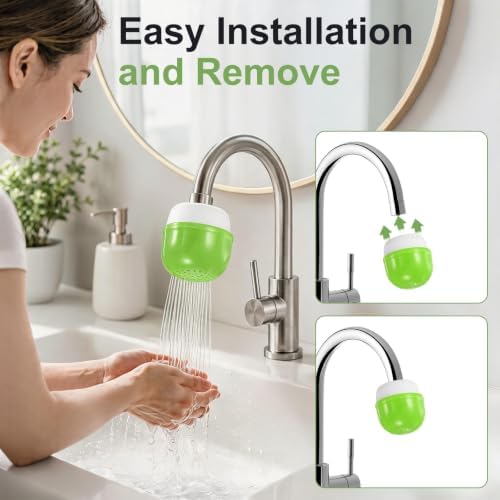 M METERXITY 4-Pack Mushroom Shaped Faucet Water Filter, Green - Image 4