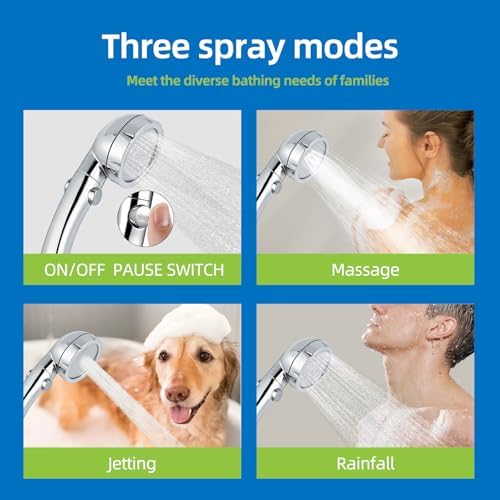 High Pressure Handheld Shower Head with ON/OFF Pause Switch 3 Spray Modes Water Saving High Pressure Shower Heads,Detachable Showerhead Equipped - Image 4
