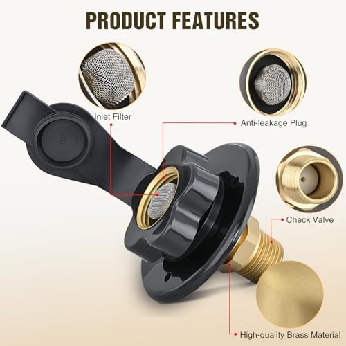 Nilight RV City Water Inlet Check Valve 1/2" NPT Male 3/4" GHT Female Brass - Image 4