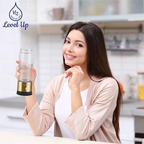 LevelUpWay 2025 Hydrogen Water Bottle Generator – New Technology Glass with SPE PEM Ionic Membrane – High Borosilicate Glass – 13 Ounce (Gold) – Premium Hydration Solution - Image 6
