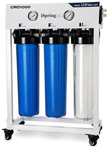 iSpring CRO1000 4-Stage Tankless Commercial Reverse Osmosis Water Filtration System, for House, Restaurant, Small Business, and Light Industrial Use,1000 GPD High Flow, Upgraded Size Filters by iSpring