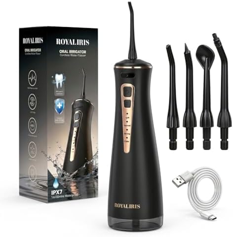 Cordless Water Flosser: C15 Portable Dental Irrigator, Black by ROYALIRIS