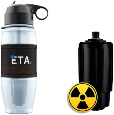 ETA Alkaline Water Filter Bottle for Travel, Camping, Hiking, Backpacking, Emergency, Survival | Removes up to 99.99% of Harmful contaminants, 9.5pH, Protects the Nutrient & Mineral Value, Made in USA by ETALIVING
