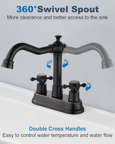 Aolemi 4 Inch Centerset Bathroom Sink Faucet 2 Handle Oil Rubbed Bronze - Image 2