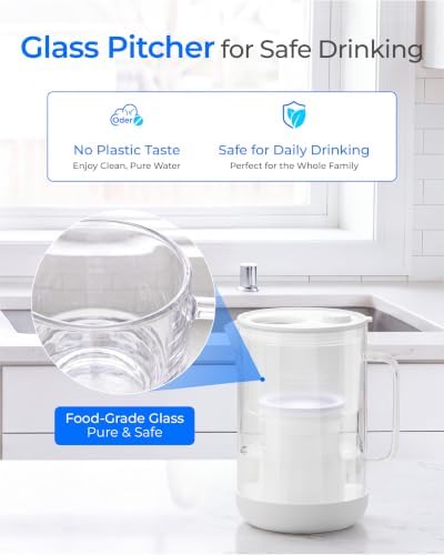 Waterdrop PT-13W TDS-Reducing Glass Water Filter Pitcher, Large 10-Cup - Image 6