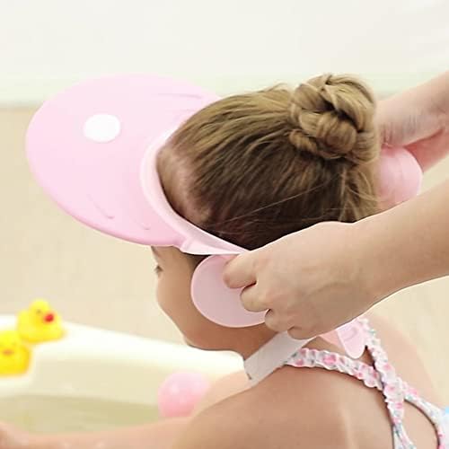Baby shower cap shampoo visor shield hat kids bath Washing Hair rinser Prevents Water from Pooling in Face for To protect the eyes and ears of toddlers and children (Pink) - Image 4