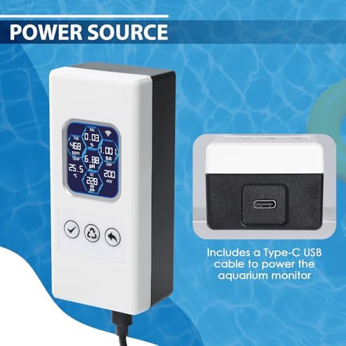 Smart Water Quality Tester Wireless WiFi Multi-Parameter Water Quality Meter for pH/ORP/TDS/EC/Salinity/SG/Temp Monitoring Real-Time Alerts with App Connection for Aquarium, Saltwater Nano Fish Tank - Image 7