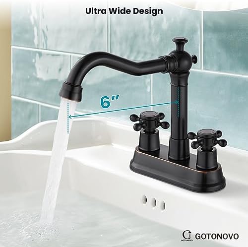 gotonovo 4 Inch Centerset Bathroom Faucet 2 Hole Vintage, Oil Rubbed Bronze - Image 4